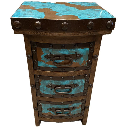 Curvo Nightstand w/ Turquoise Copper