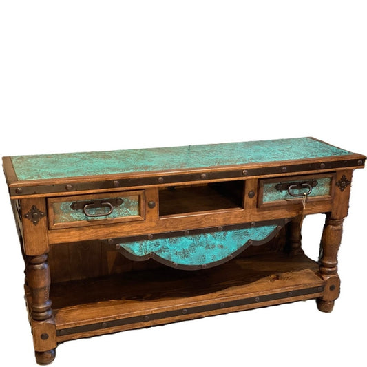 Del Rio TV Console w/ Turquoise Copper