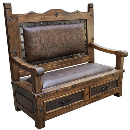 Hacienda Bench w/ Brown Leather