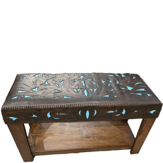 Pueblito Bench w/ Turquoise Leather