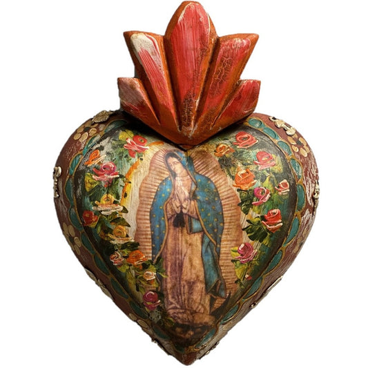 Virgen de Guadalupe Heart w/ Milagros