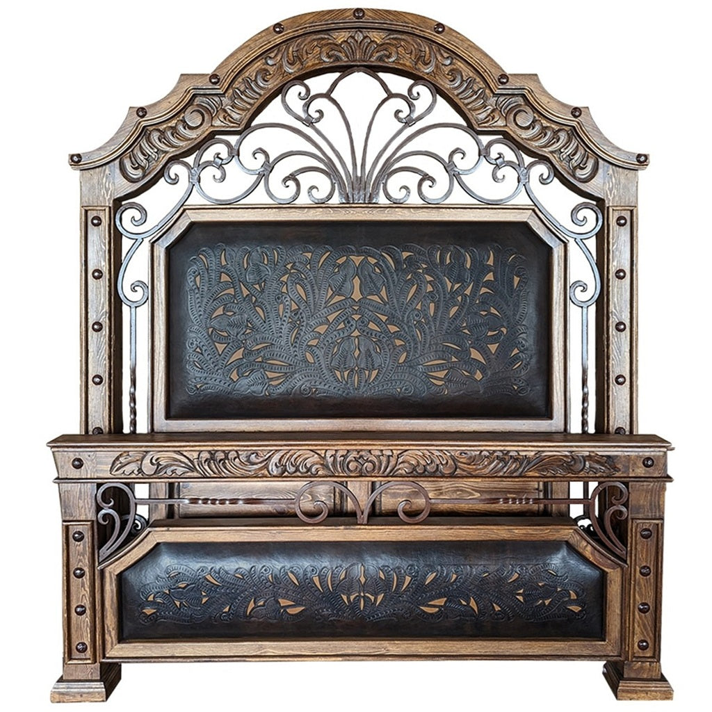 Adela Bed w/ Tooled Leather