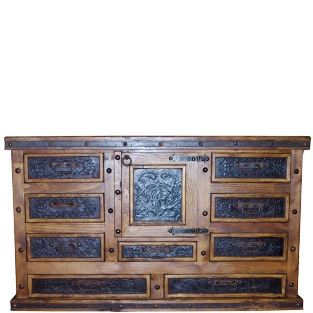 NIne Drawer Dresser w/ Leather