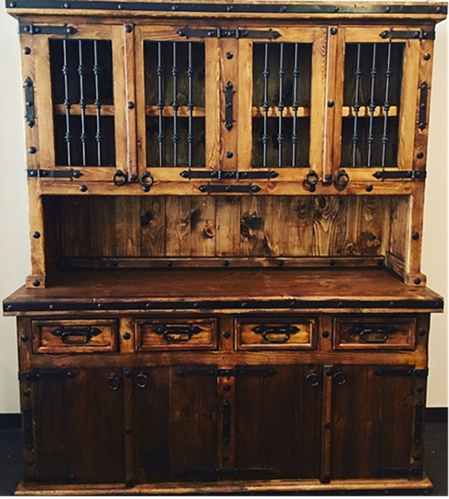 Four Door Kitchen Hutch w/ Iron Doors