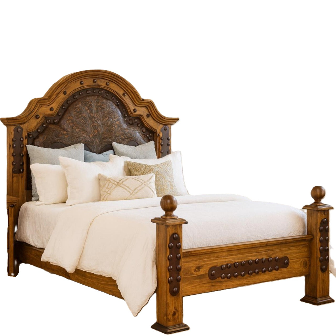 Emperador Bed w/ Tooled Leather