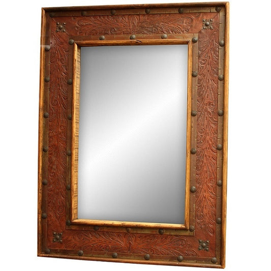 Hacienda Mirror w/ Tooled Leather