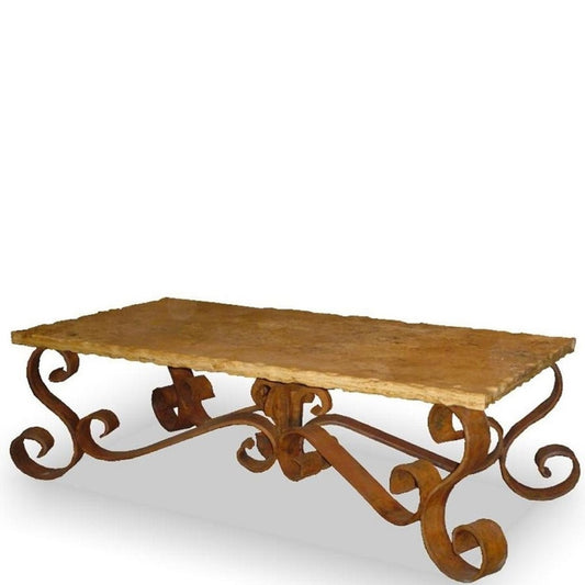 Iron Base Coffee Table w/ Stone Top
