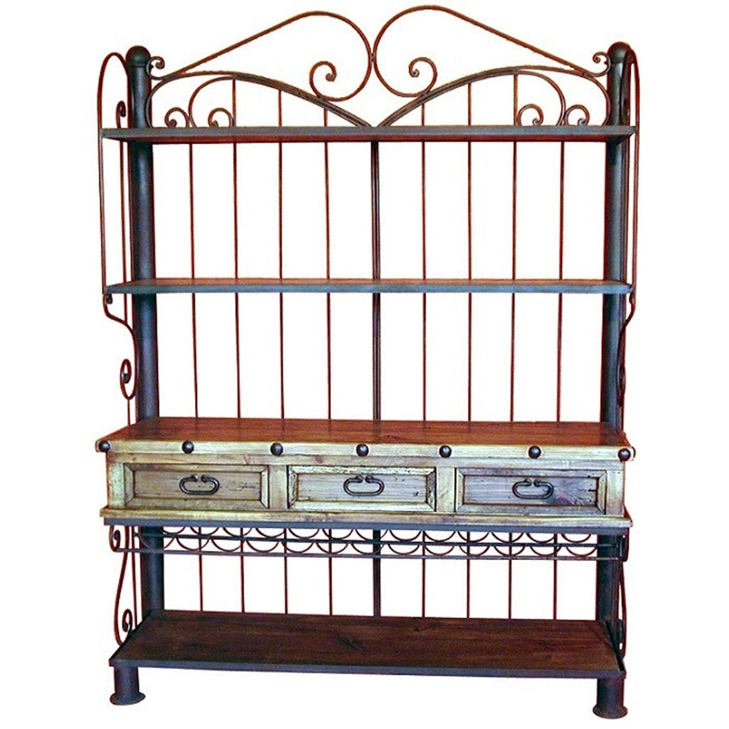 Three Drawer Iron Kitchen Hutch