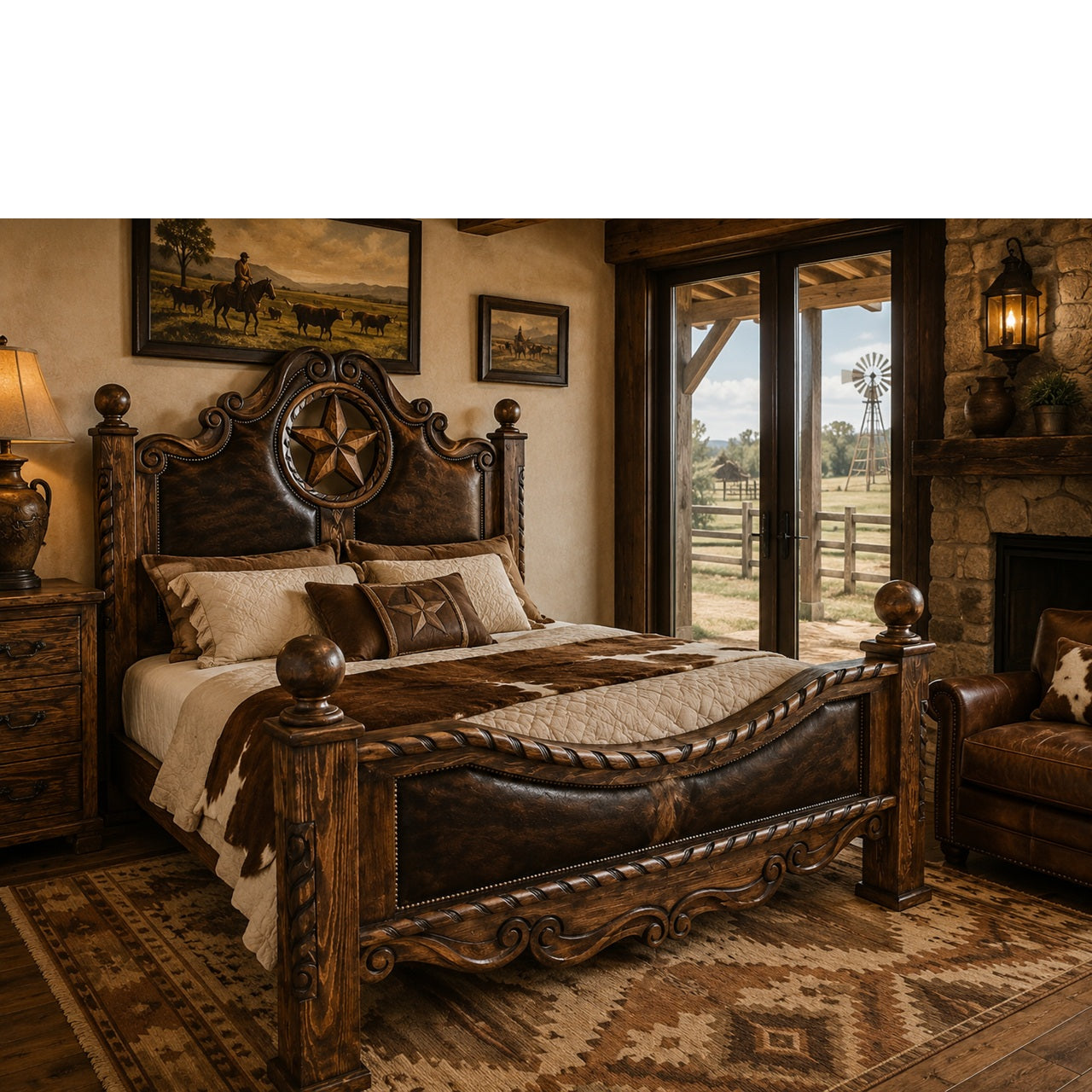 Texana Bed w/ Cowhide