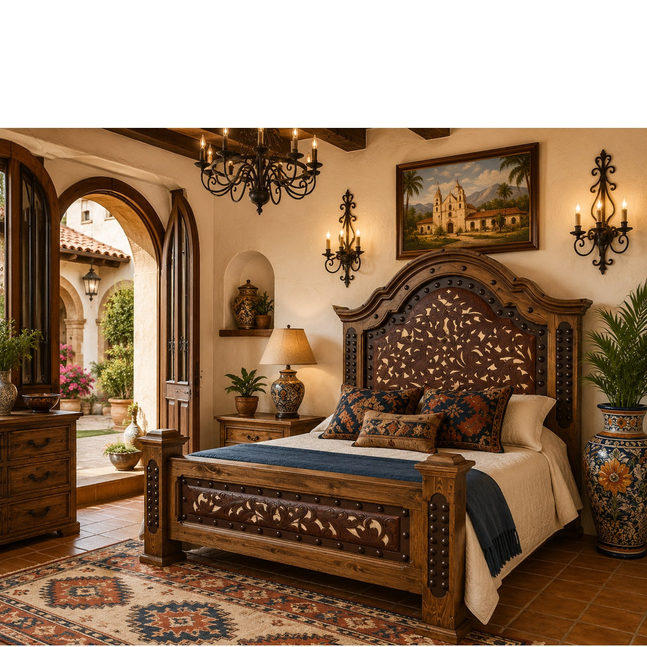 Consuelo Bed w/ Two Tone Leather