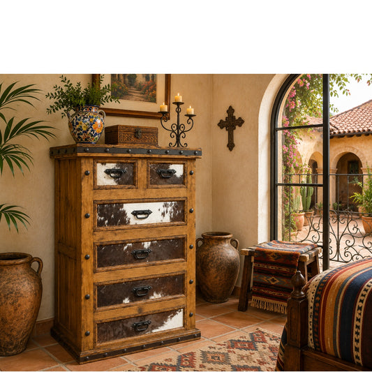 Hacienda Tall Dresser w/ Cowhide
