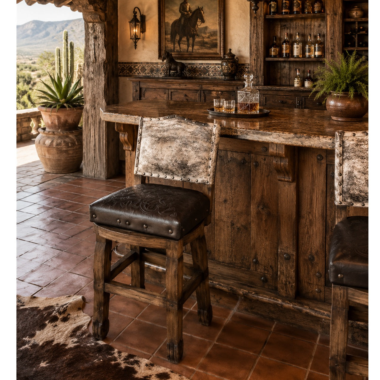 Camila Swivel Stool w/ Cowhide