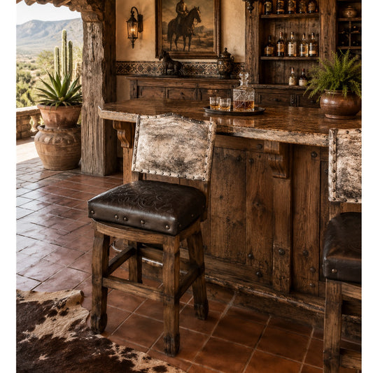 Camila Swivel Stool w/ Cowhide