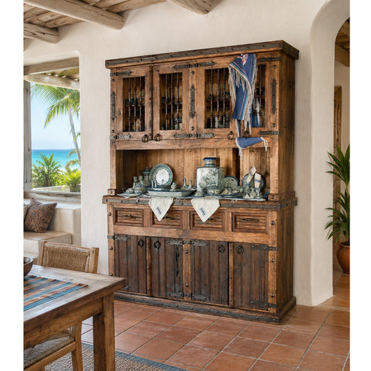 Four Door Kitchen Hutch w/ Iron Doors
