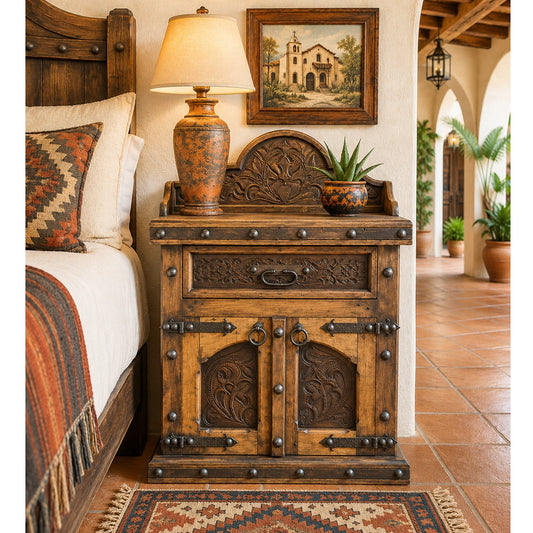 Merida Nightstand w/ Tooled Leather