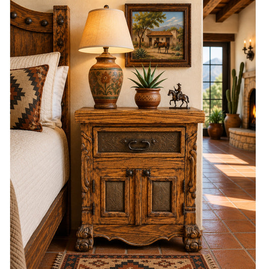 Laredo Nightstand w/ Tooled Leather