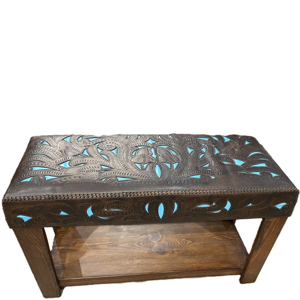 Pueblito Bench w/ Turquoise Leather
