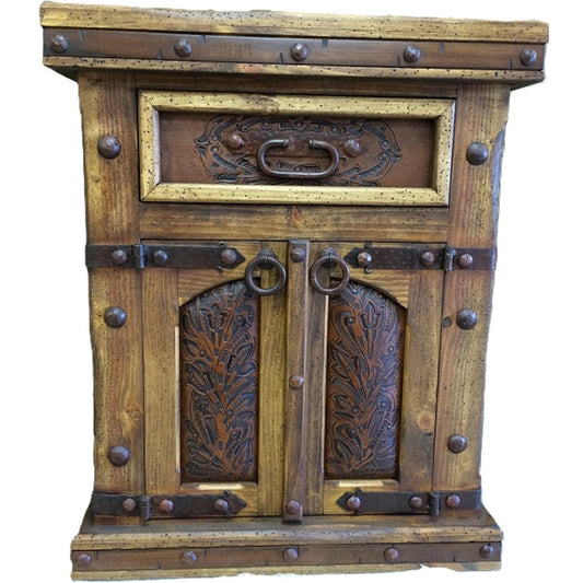 Pueblito Nightstand w/ Tooled Leather