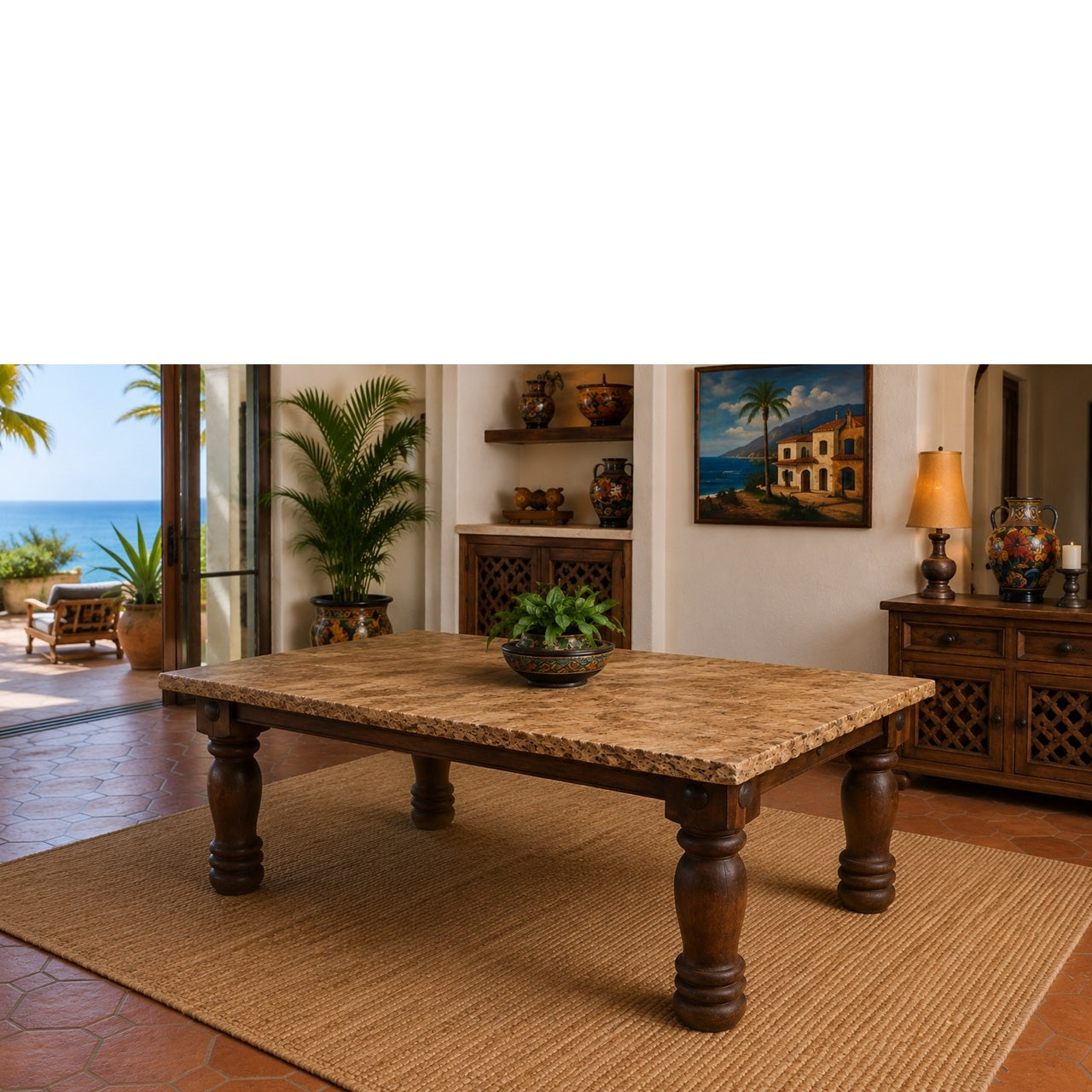 Torno Dining Table w/ Stone Top