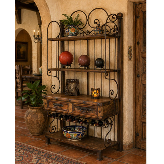 Two Drawer Iron Kitchen Hutch