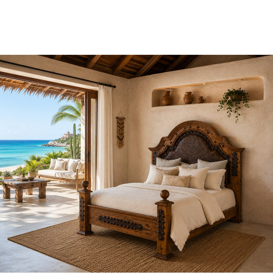 Emperador Bed w/ Tooled Leather