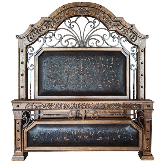 Adela Bed w/ Tooled Leather