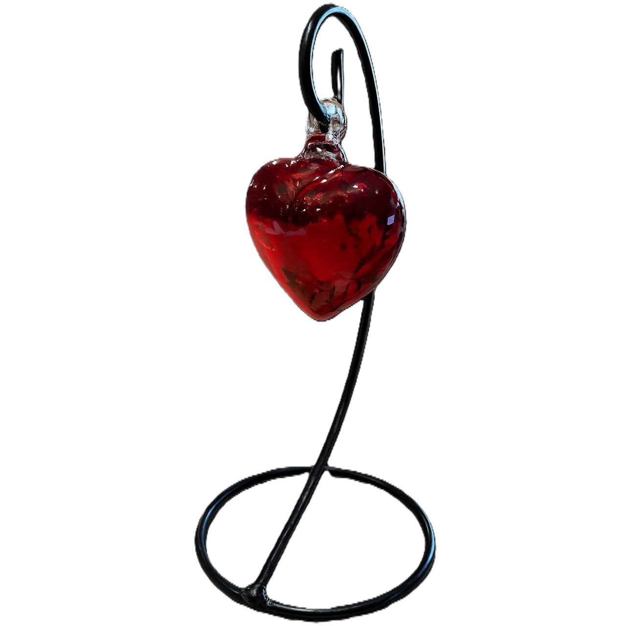 Red Glass Heart w/ Metal Stand
