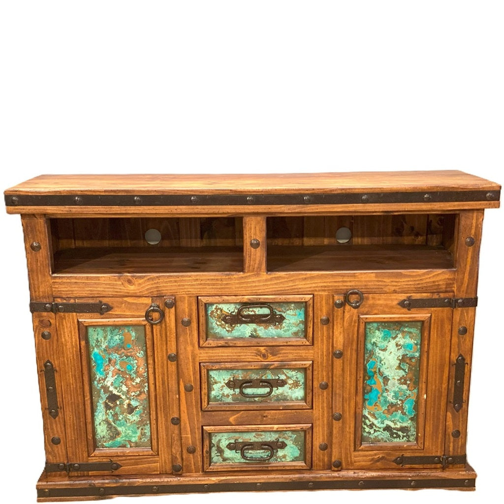 Hacienda TV Stand w/ Acqua Copper