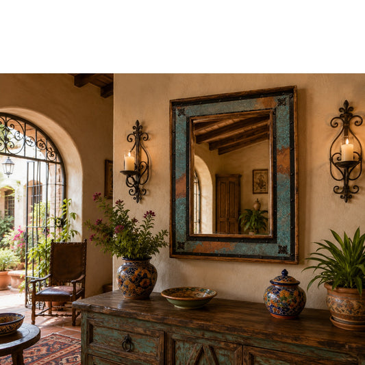 Hacienda Mirror w/ Turquiose Copper