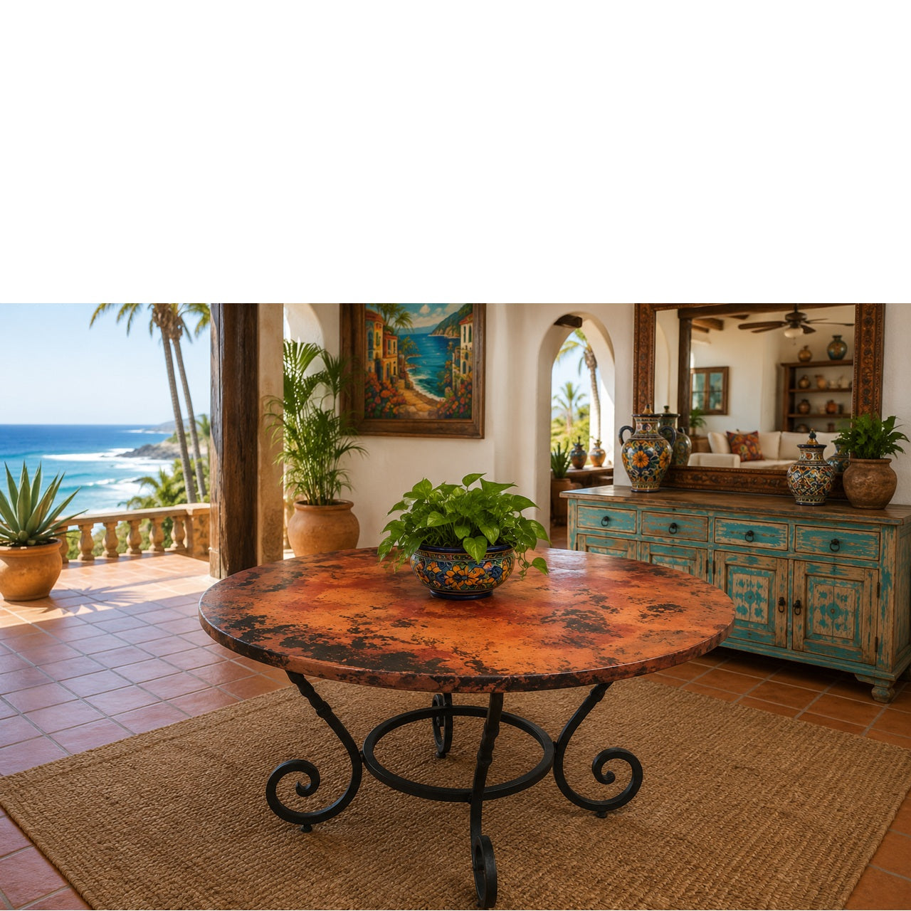 Caracol Dining Table w/ Copper Top