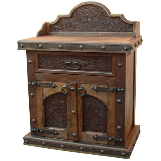 Merida Nightstand w/ Tooled Leather