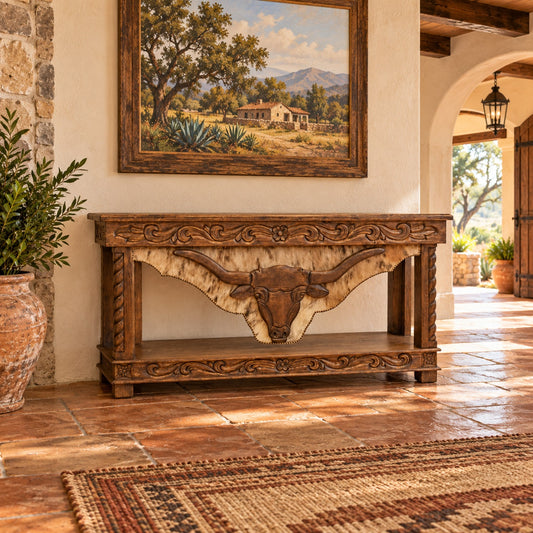 Longhorn Lift Top Console Table