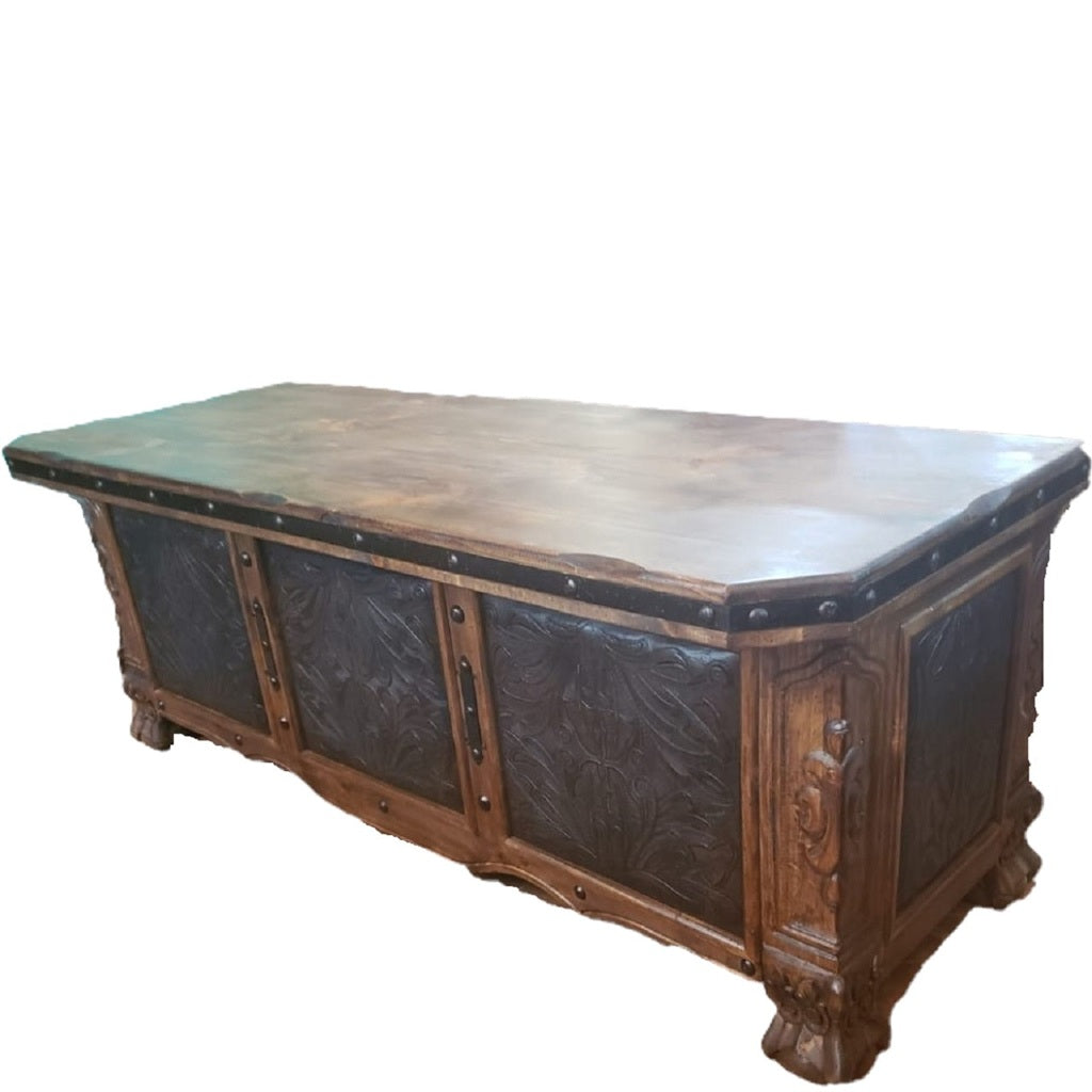 Leon Desk w/ Tooled Leather