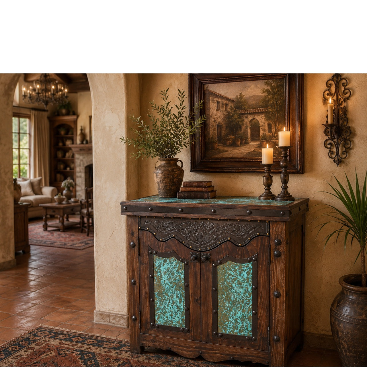 Jalisco Cabinet with Copper & Leather