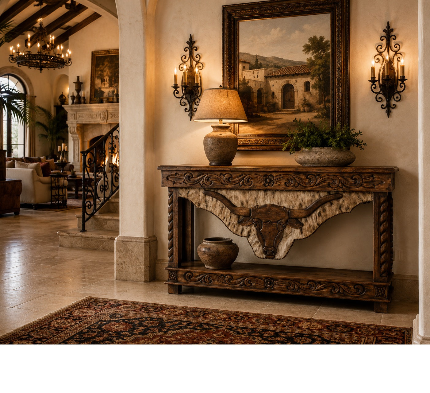 Longhorn Lift Top Console Table