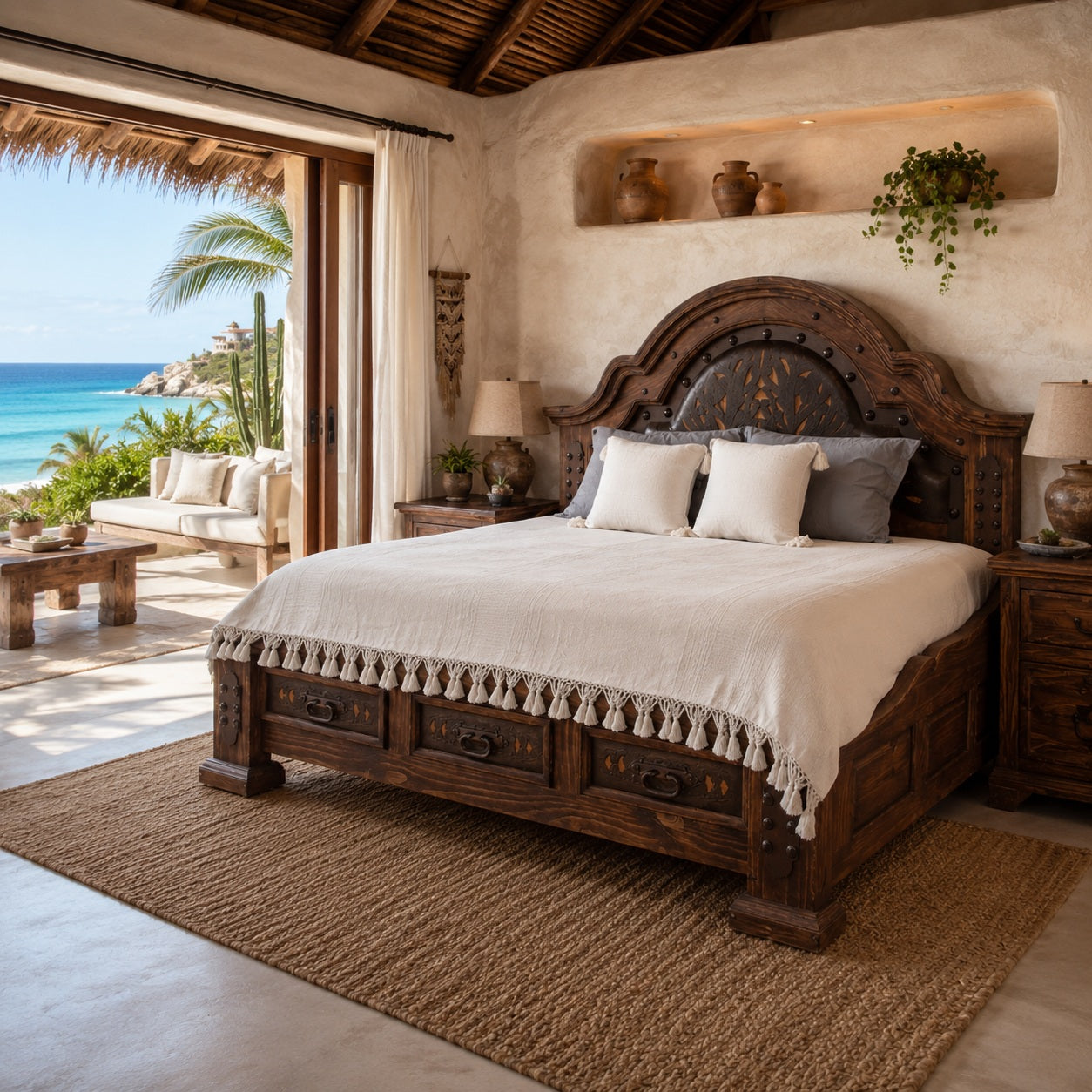 Emperador Day Bed w/ Tooled Leather