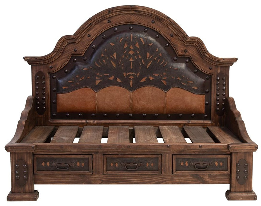 Emperador Day Bed w/ Tooled Leather